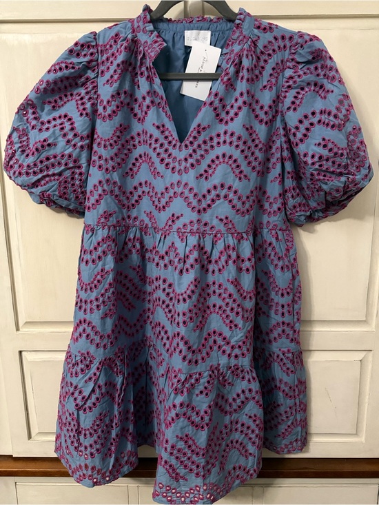 Sugarlips Dresses & Skirts - Sugarlips Blue Mini Dress with Pink Eyelet